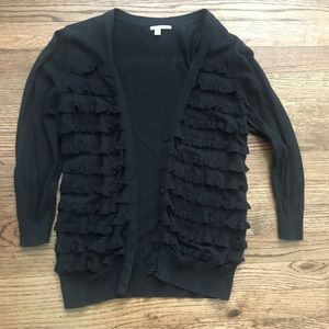 Halogen Ruffle 3/4 Sleeve Cardigan Size M